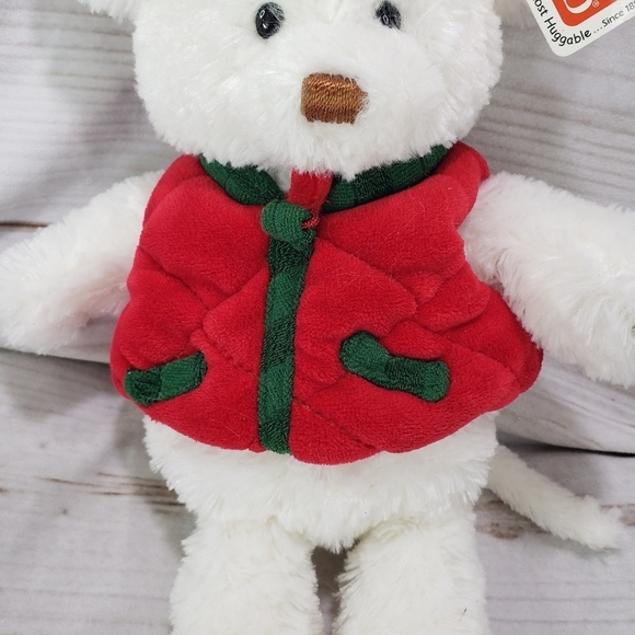 Gund White Mouse Plush Mojo Jr Holiday Stuffed Toy Red Green Vest 11 Inch 88831 - Picture 3 of 9
